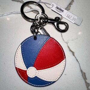 New Coach Red, Blue, and White Beach Ball Keychain